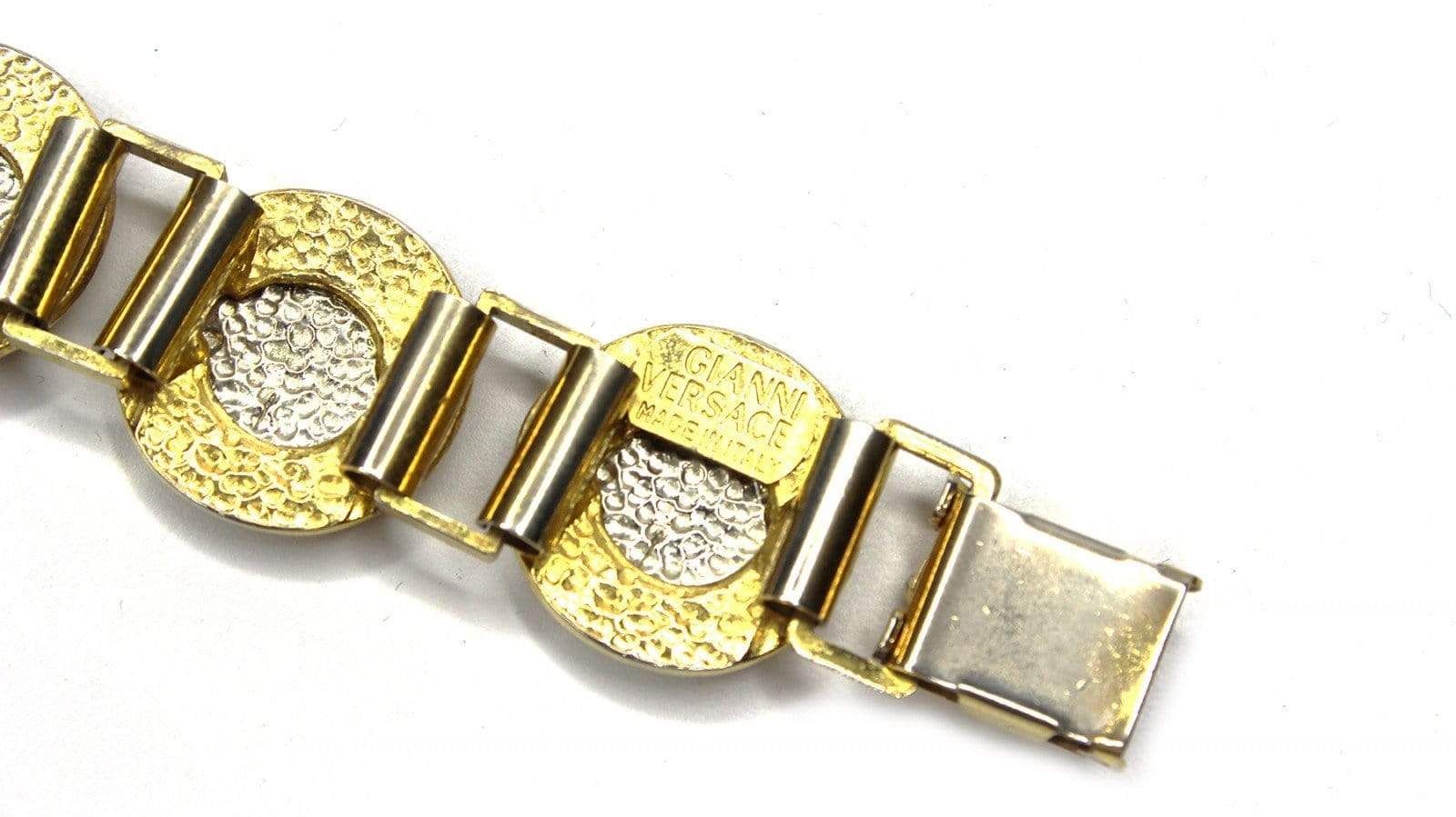 Gold/ Silver Vintage Gianni Versace Two Tone Greek Key and Medusa Head Bracelet RSTKD Vintage