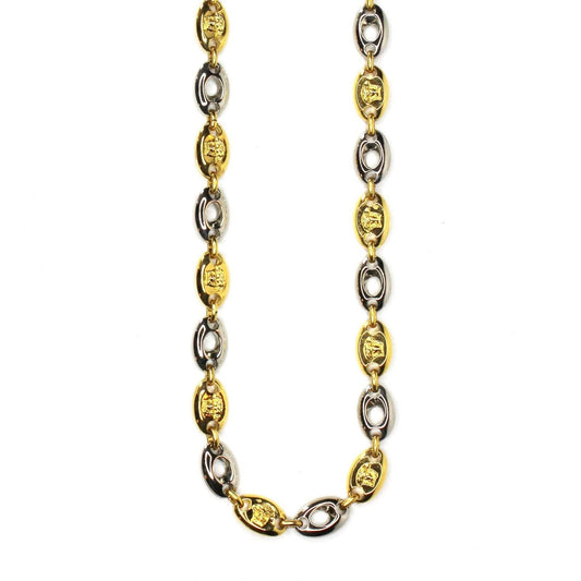 Gold/ Silver Vintage Versace Two Tone Gucci Link Medusa Head Necklace RSTKD Vintage