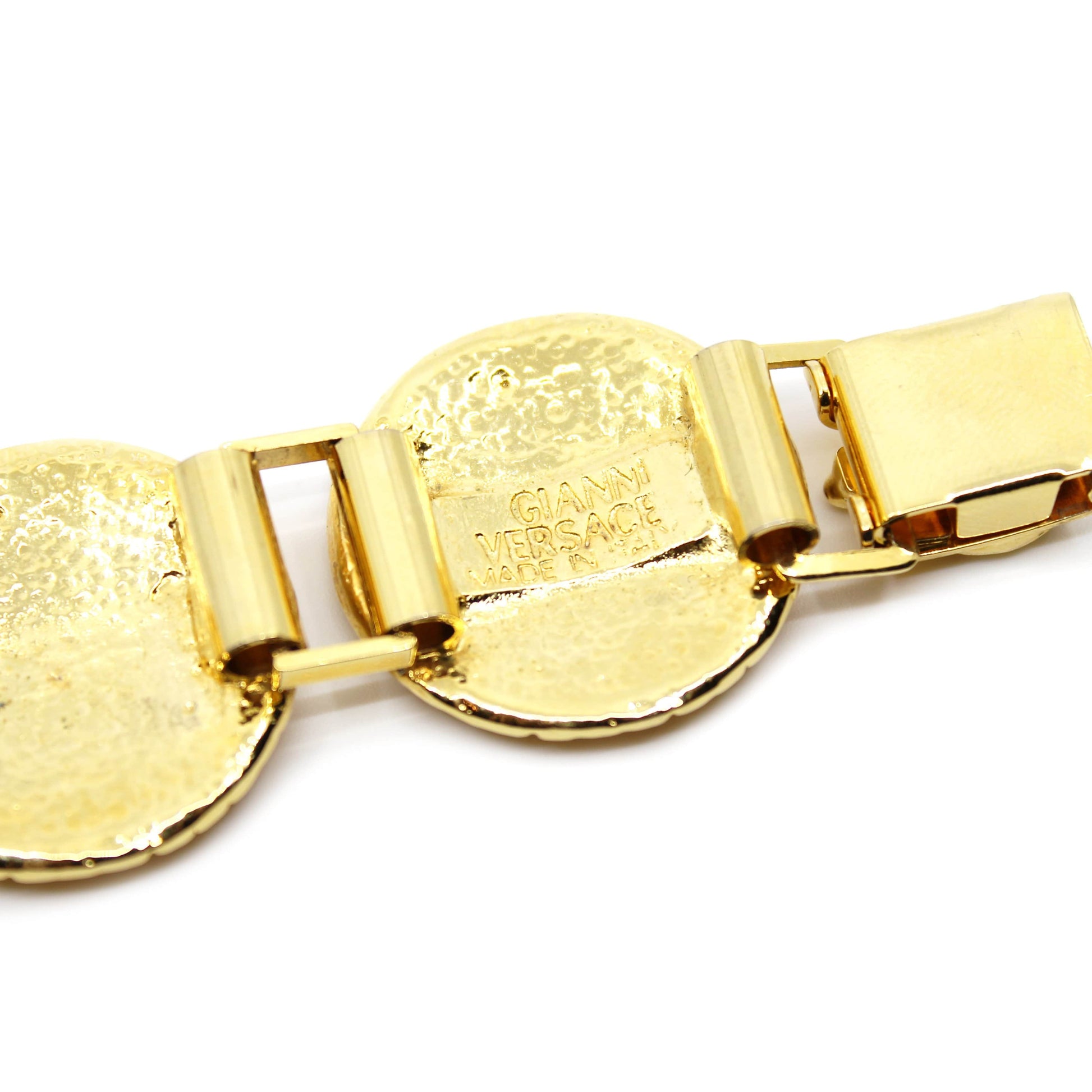 Gold Vintage Gianni Versace Medusa Head Coin Bracelet RSTKD Vintage