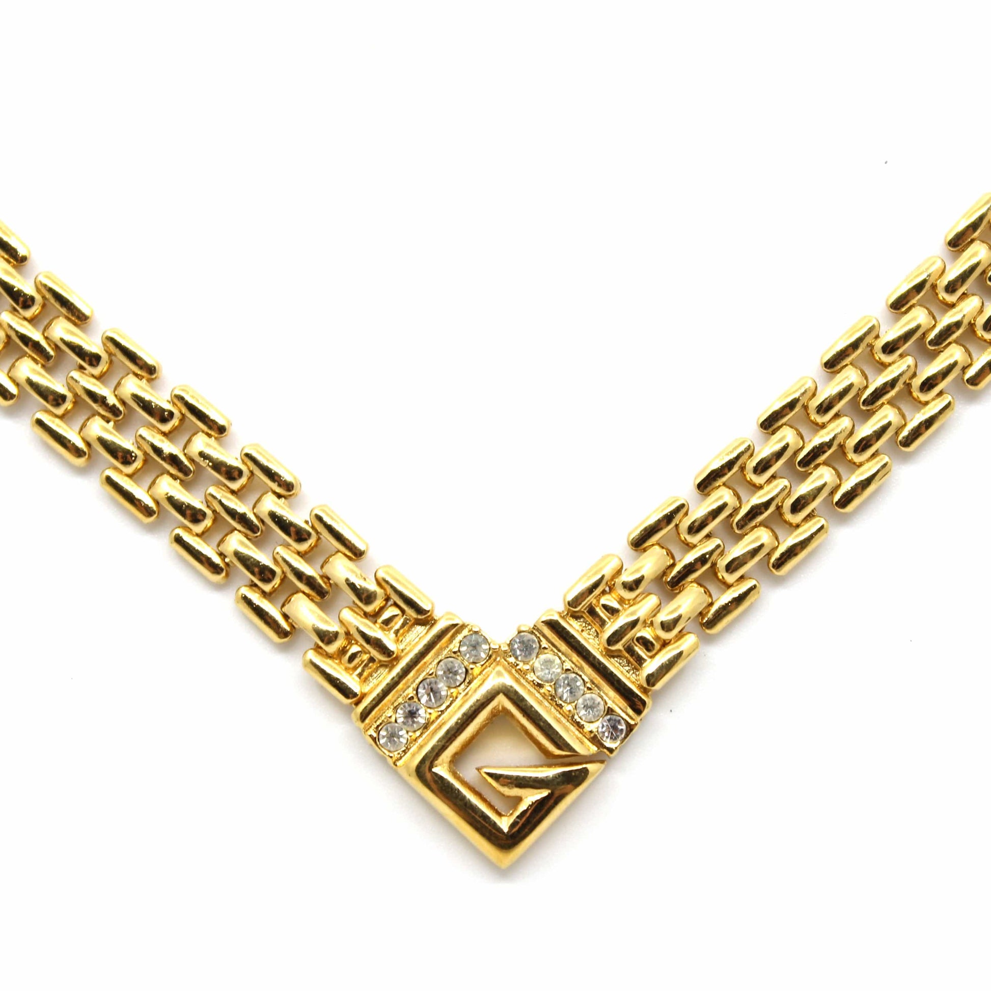 Gold Vintage Givenchy Choker W/ Crystal Accents RSTKD Vintage