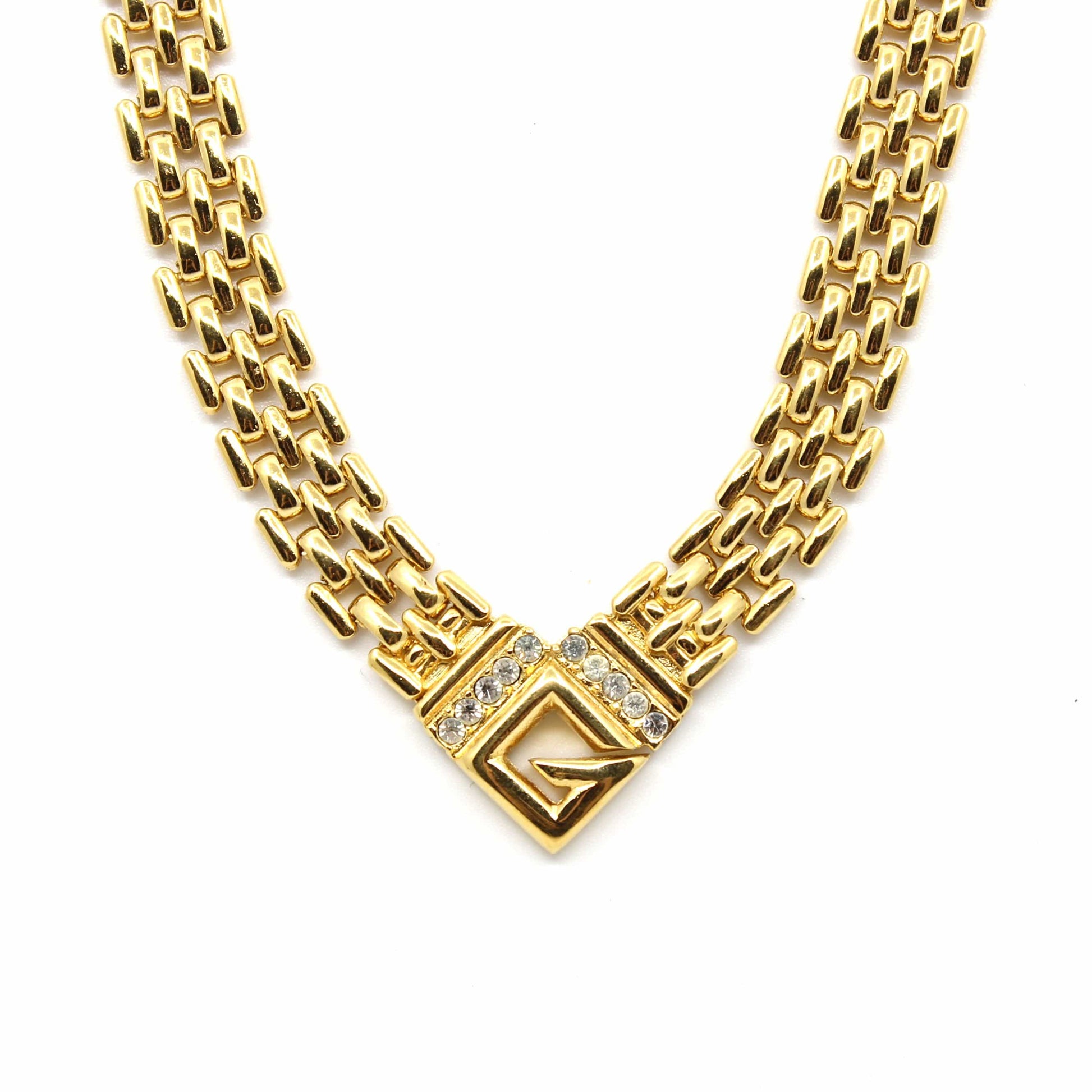 Gold Vintage Givenchy Choker W/ Crystal Accents RSTKD Vintage