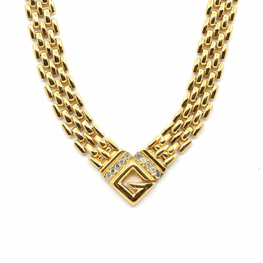 Gold Vintage Givenchy Choker W/ Crystal Accents RSTKD Vintage