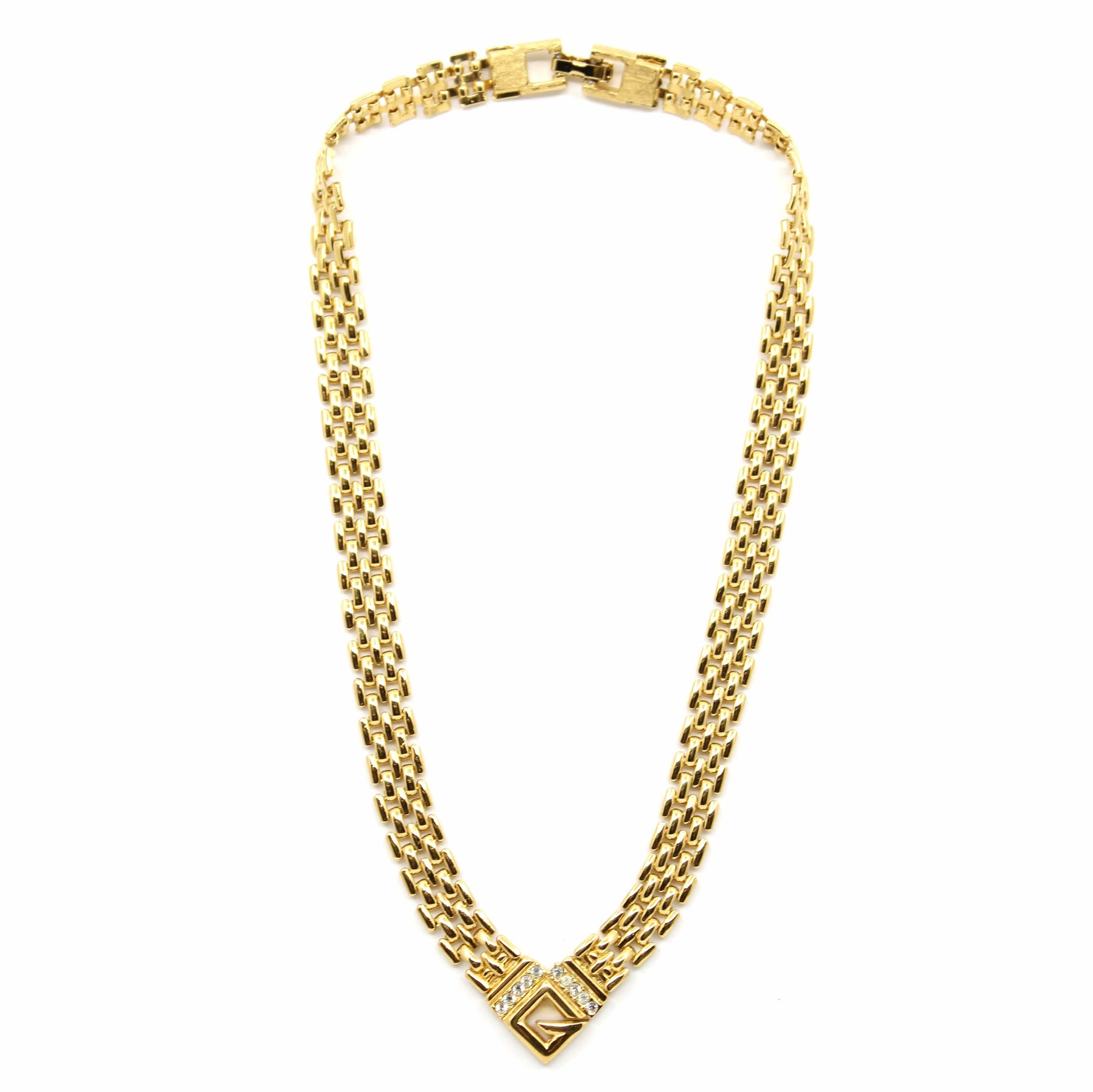 Gold Vintage Givenchy Choker W/ Crystal Accents RSTKD Vintage