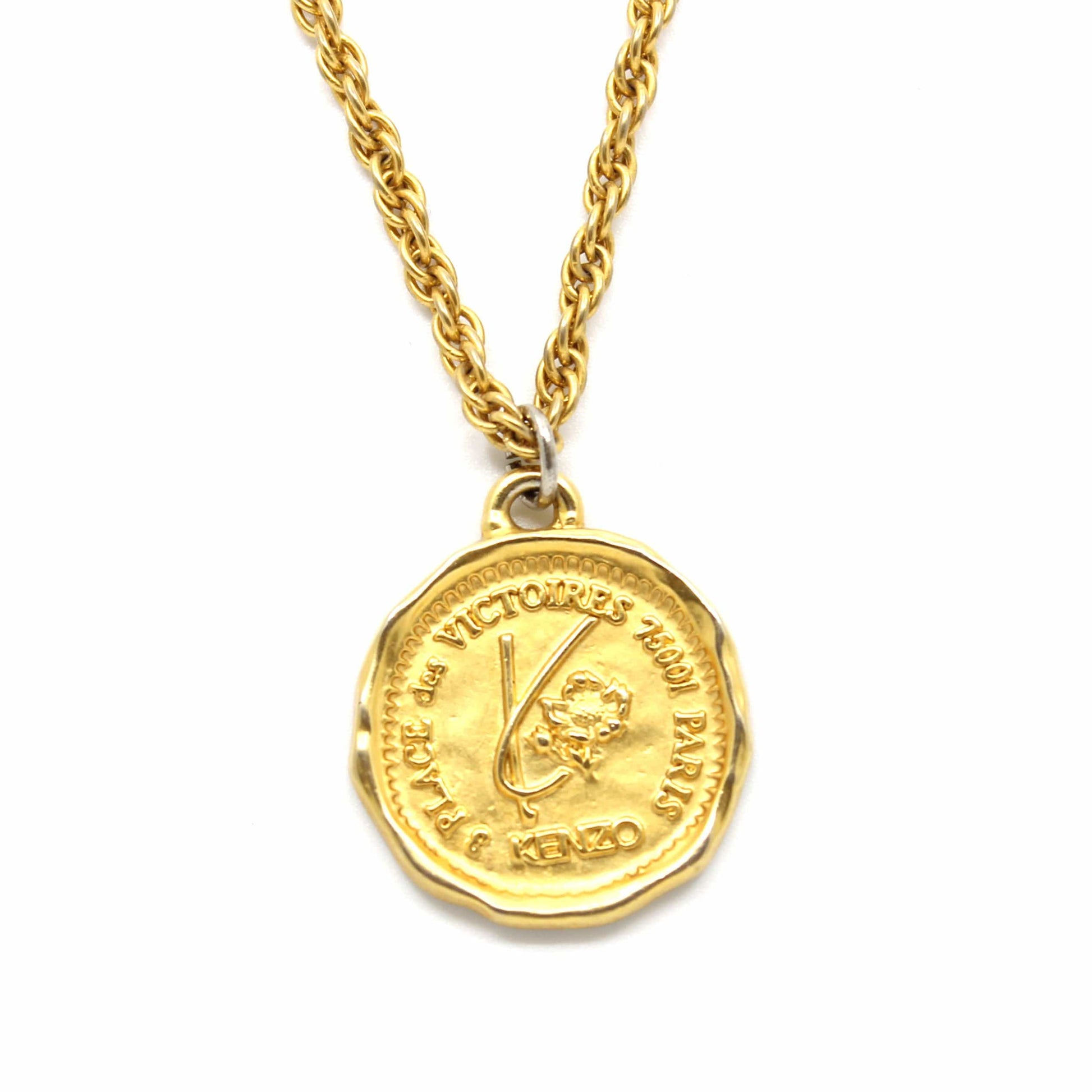 Gold Vintage Kenzo Coin Necklace RSTKD Vintage