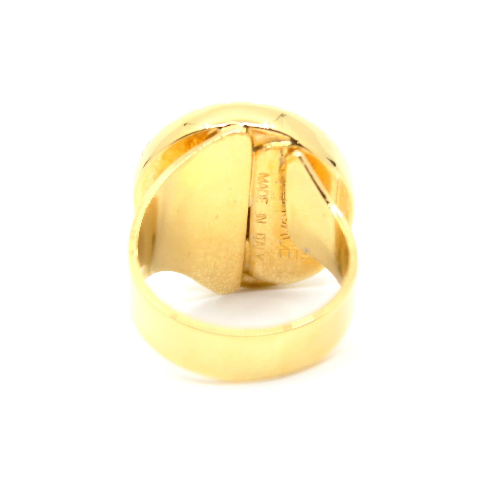 Gold Vintage Versace Mother Of Pearl Medusa Head Adjustable Ring RSTKD Vintage