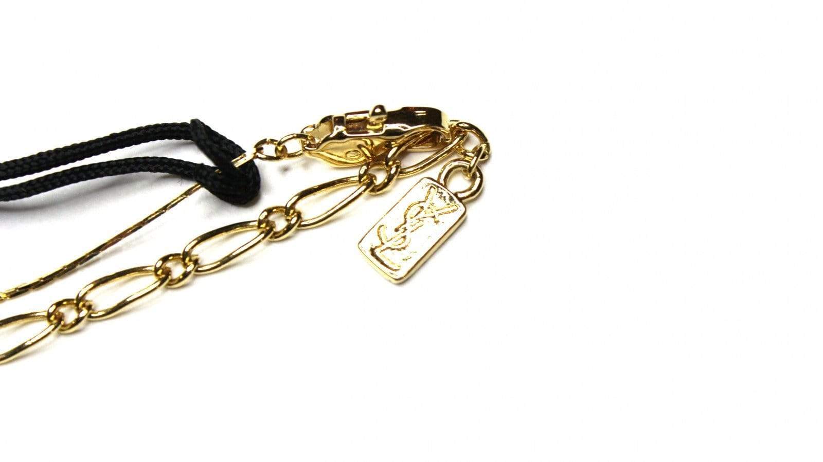 Gold YSL Logo Chain With Crystal Accents RSTKD Vintage