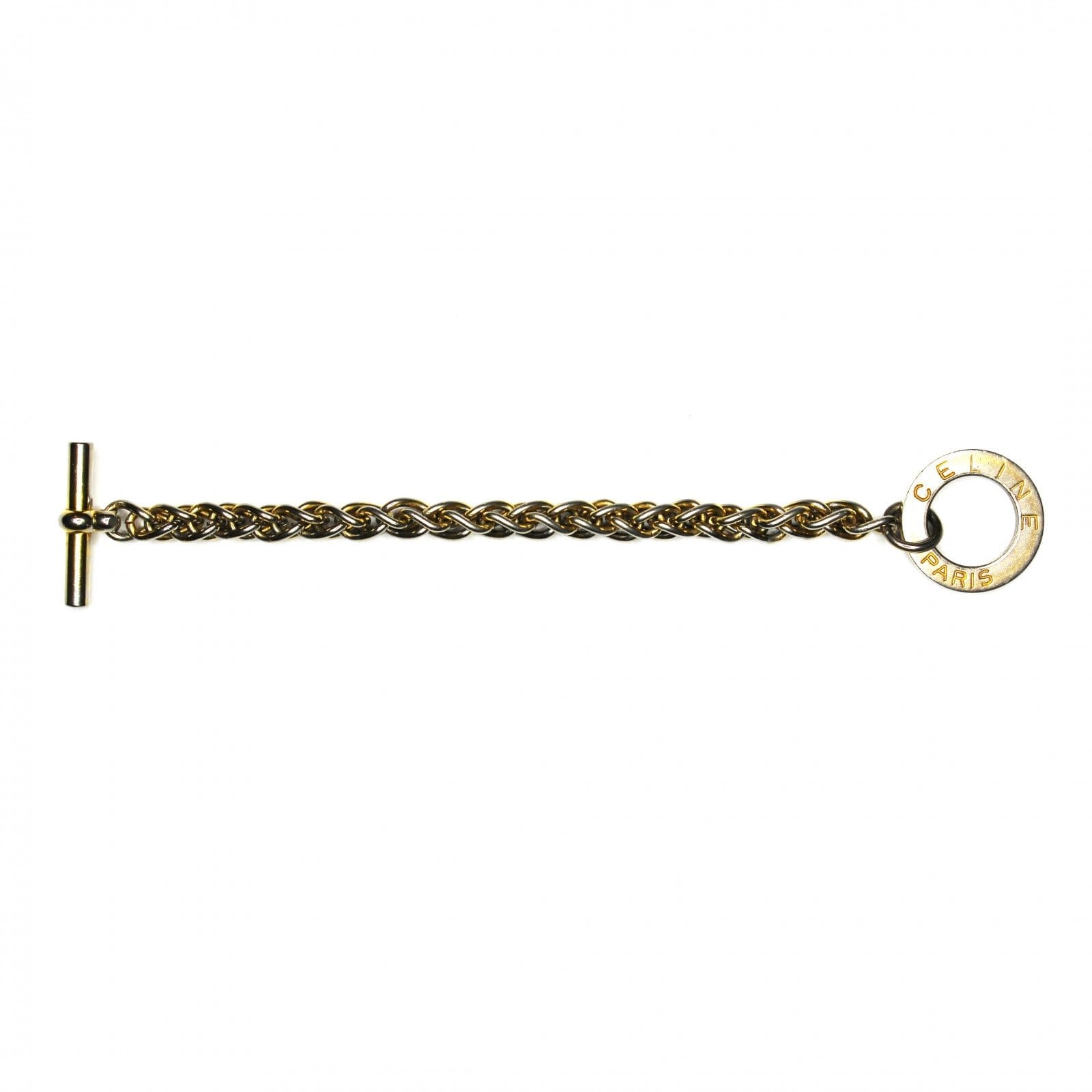 Heavy Gold Celine Paris Toggle Clasp Logo Bracelet RSTKD Vintage