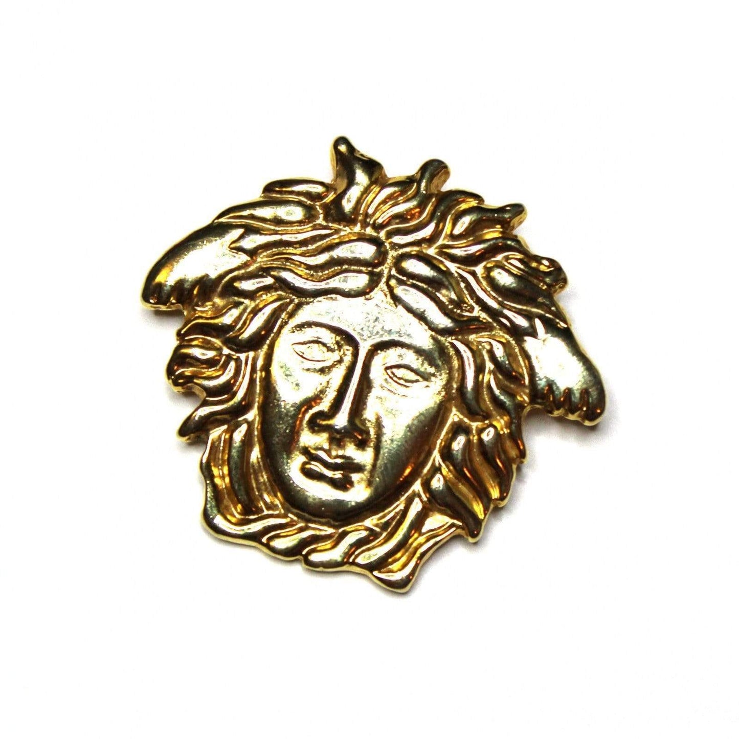 Large Gold Vintage Gianni Versace Medusa Head Pin RSTKD Vintage