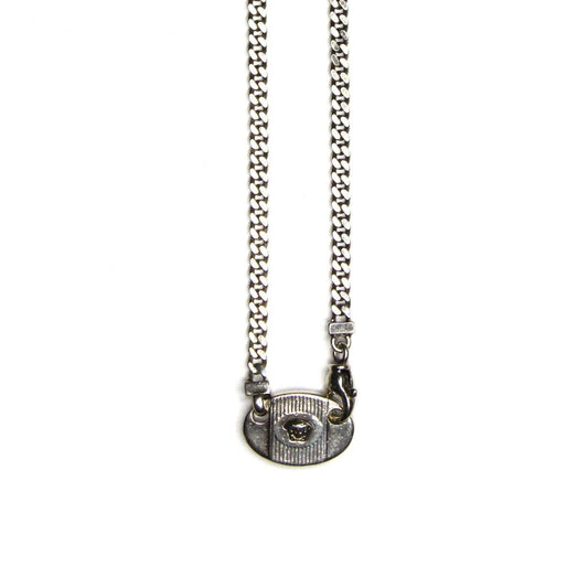 Silver Gianni Versace Oval Medusa Head ID Tag Chain RSTKD Vintage