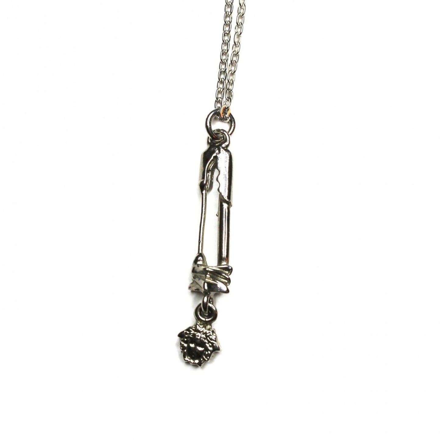 Silver Gianni Versace Pin Chain with Hanging Medusa Head Accent RSTKD Vintage