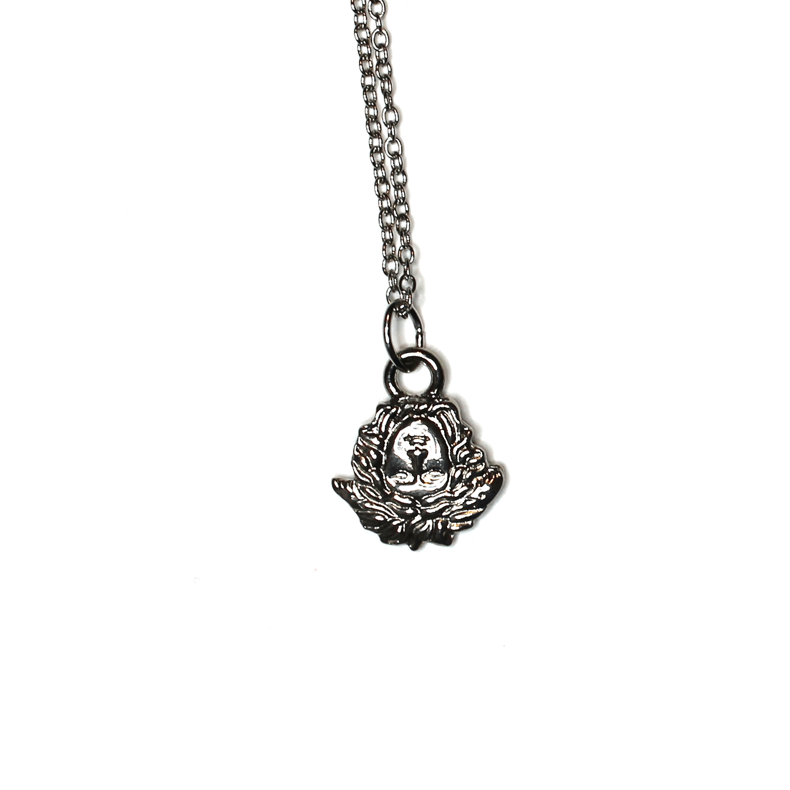 Silver Gianni Versace Upside Down Medusa Head Pendant Chain RSTKD Vintage