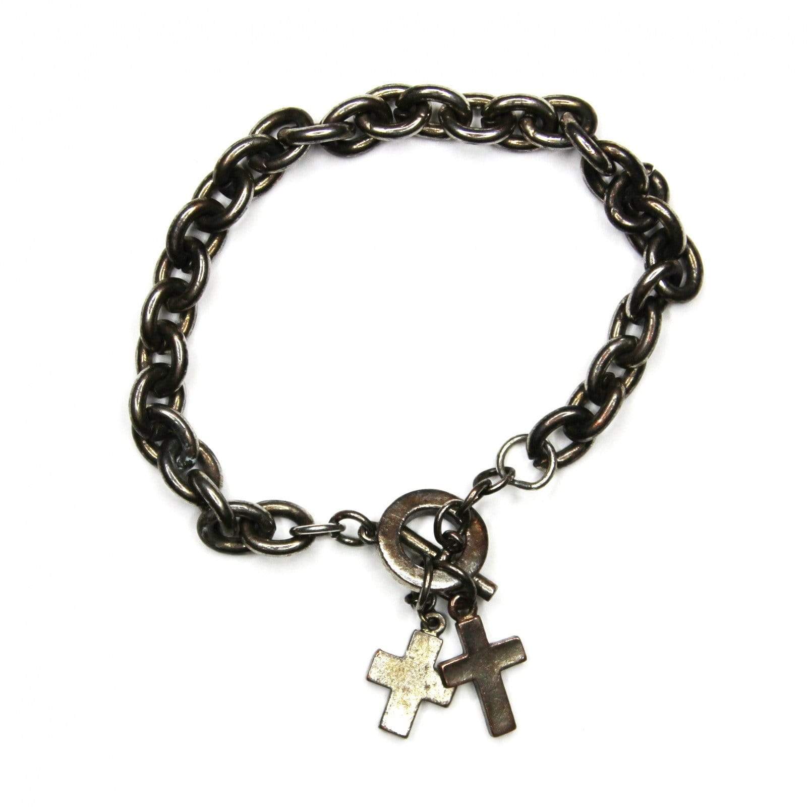 Silver Givenchy Cross Charm Bracelet with Crystal Accents RSTKD Vintage