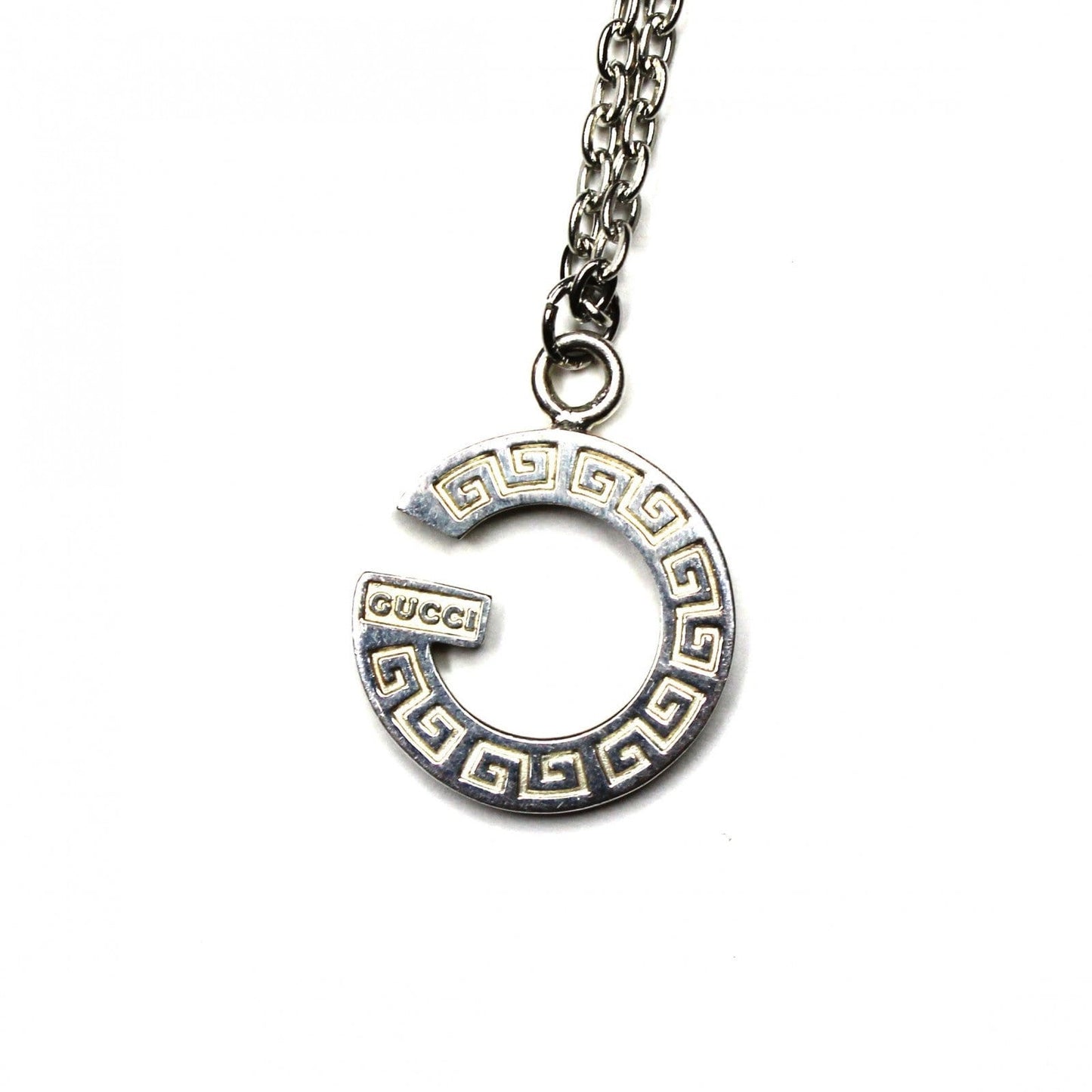Silver Gucci Greek Key G Logo Chain RSTKD Vintage