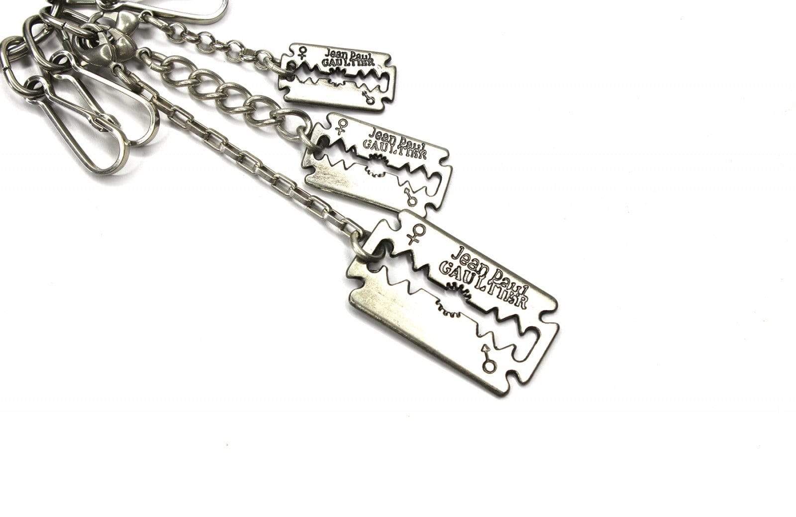 Silver Vintage Jean Paul Gaultier Razor Blade Pendant Keychain RSTKD Vintage