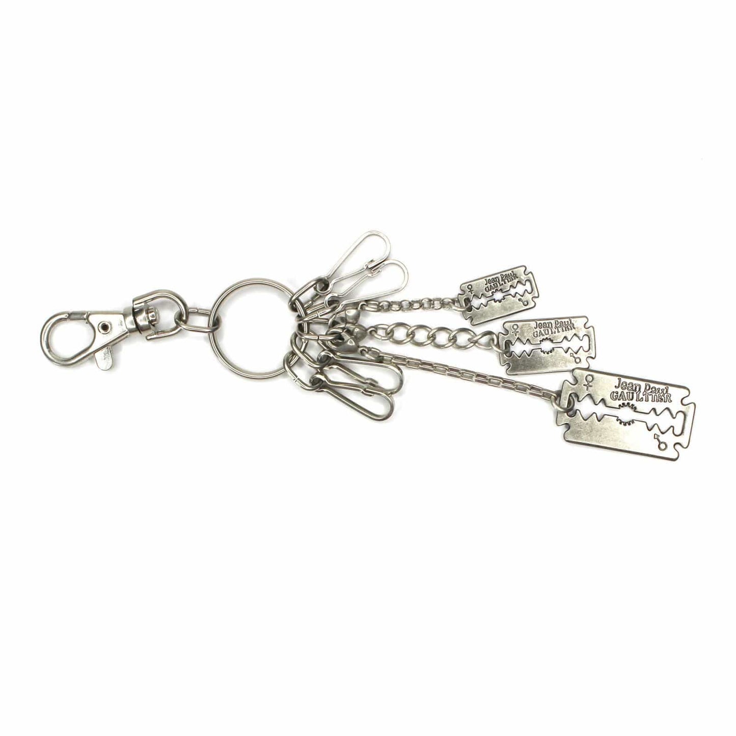 Silver Vintage Jean Paul Gaultier Razor Blade Pendant Keychain RSTKD Vintage