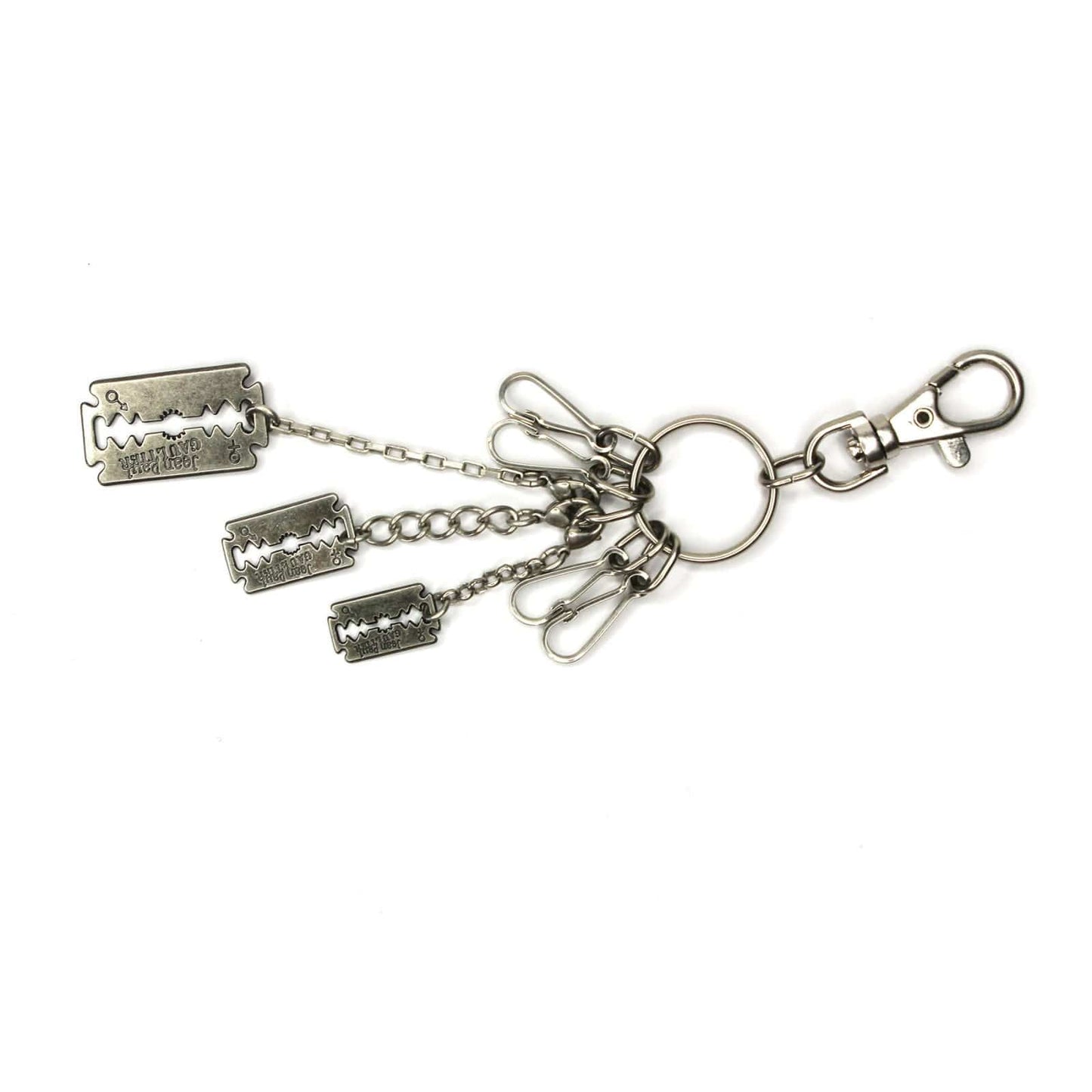 Silver Vintage Jean Paul Gaultier Razor Blade Pendant Keychain RSTKD Vintage