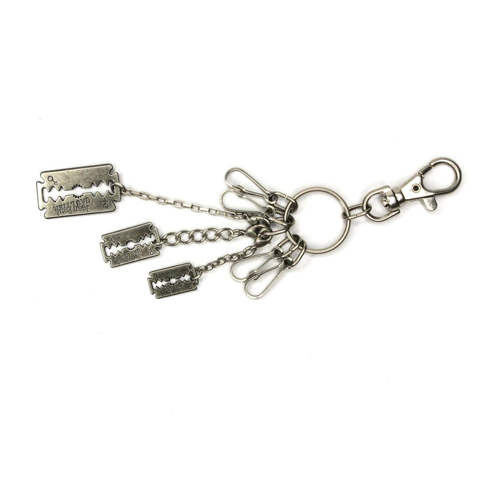 Silver Vintage Jean Paul Gaultier Razor Blade Pendant Keychain RSTKD Vintage