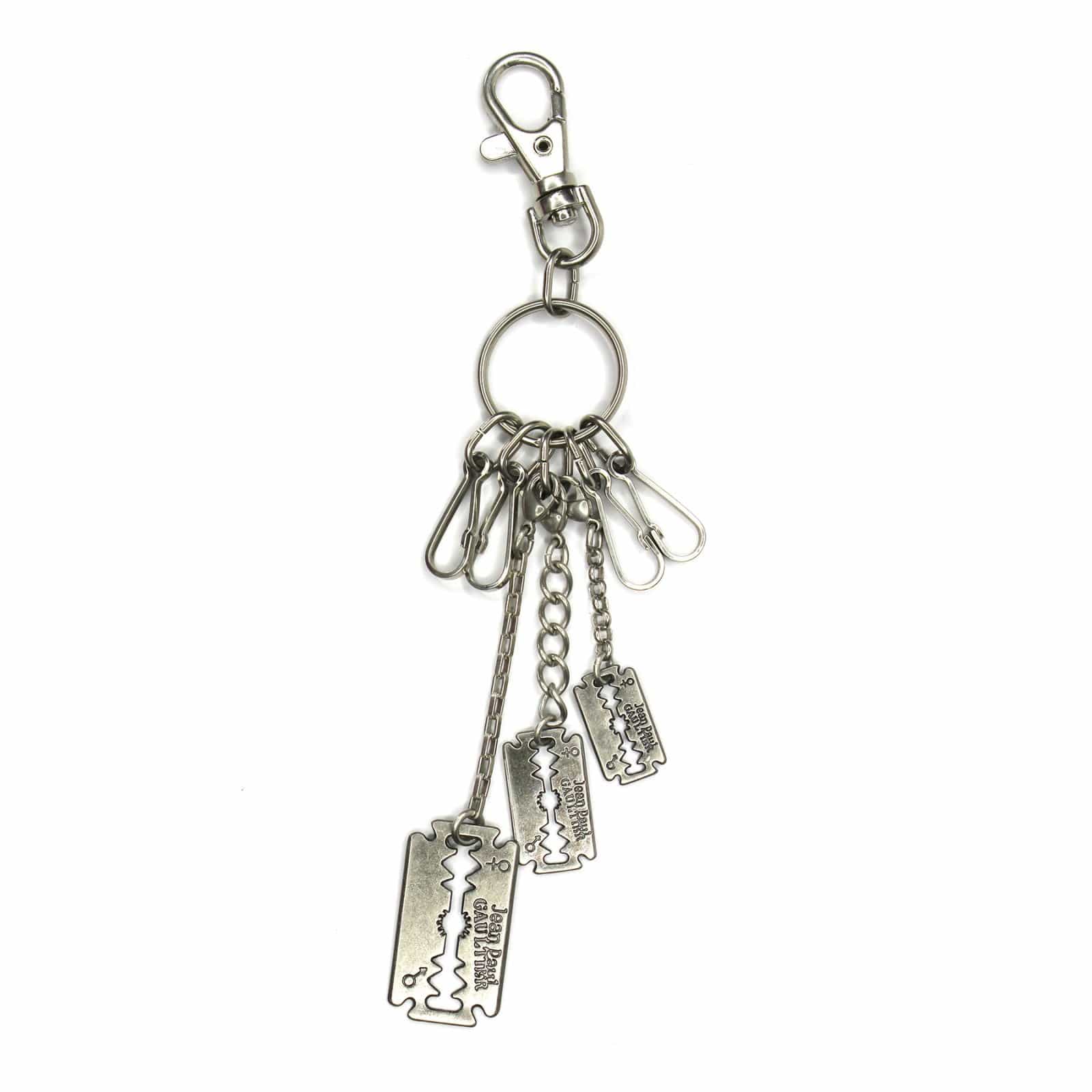Silver Vintage Jean Paul Gaultier Razor Blade Pendant Keychain RSTKD Vintage