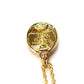 Small 3D Gold Gianni Versace Upside Down Medusa Head Coin Pendent Chain with Greek Key Accents RSTKD Vintage