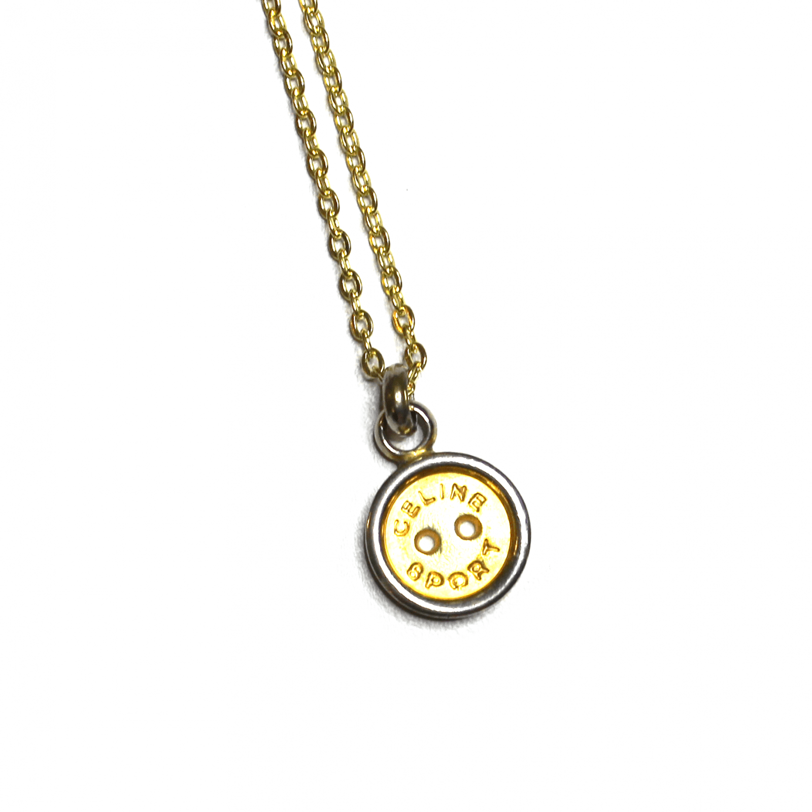 Small Gold/ Silver Celine Sport Button Two Tone Pendent Chain RSTKD Vintage