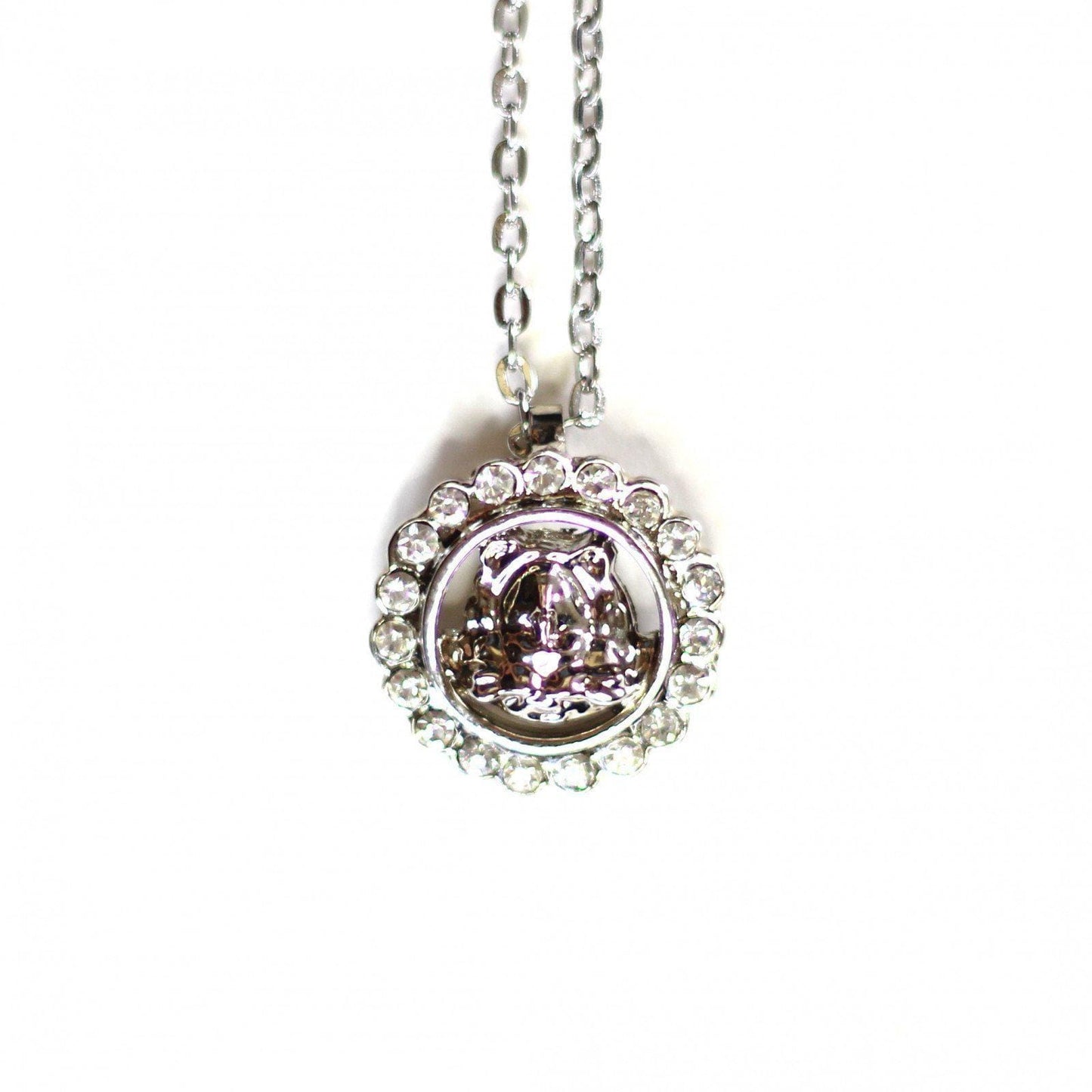 Small Silver Gianni Versace Upside Down Medusa Head Pendent Chain with Crystal Accents RSTKD Vintage