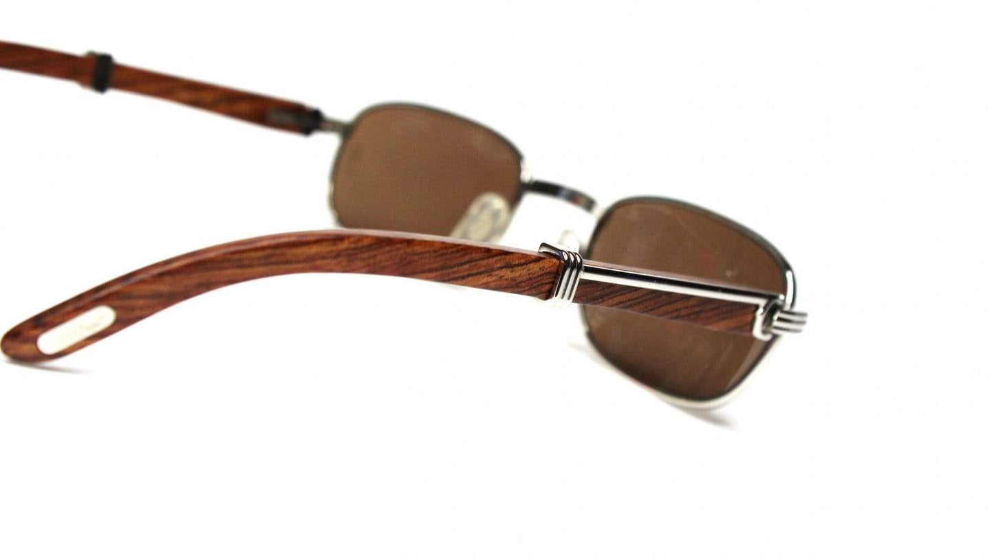 Vintage Cartier Palisander Rosewood Breteuil Platinum Sunglasses RSTKD Vintage