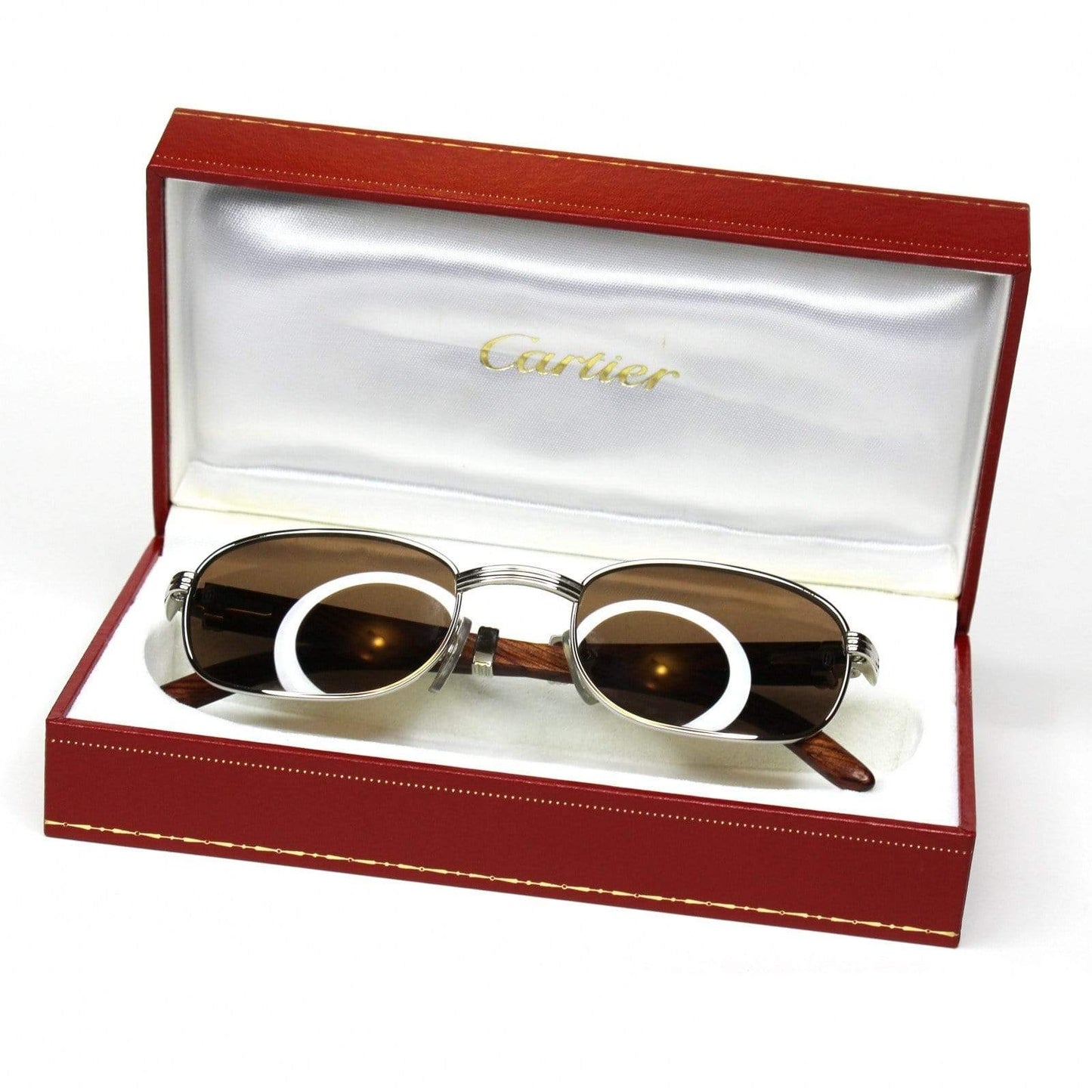 Vintage Cartier Palisander Rosewood Breteuil Platinum Sunglasses RSTKD Vintage