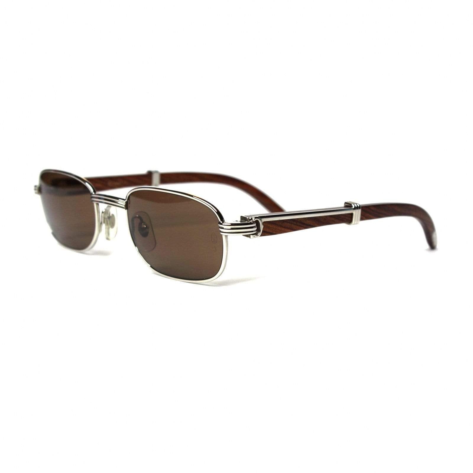 Vintage Cartier Palisander Rosewood Breteuil Platinum Sunglasses RSTKD Vintage