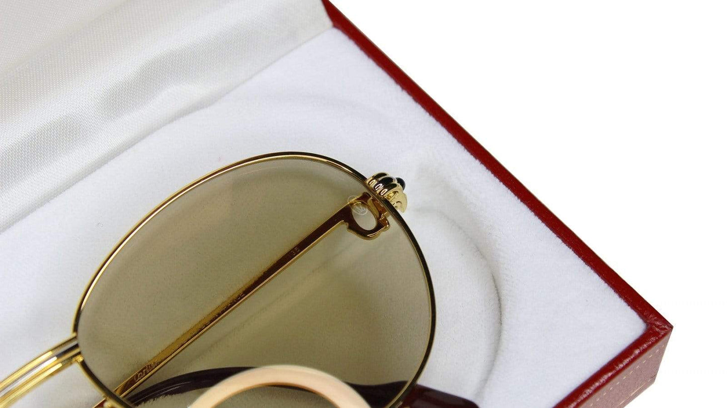 Vintage Cartier S Sapphire Gold Sunglasses RSTKD Vintage