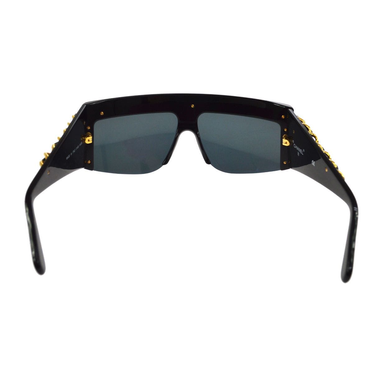 Chanel Black Vintage Chain Link Shield Sunglasses