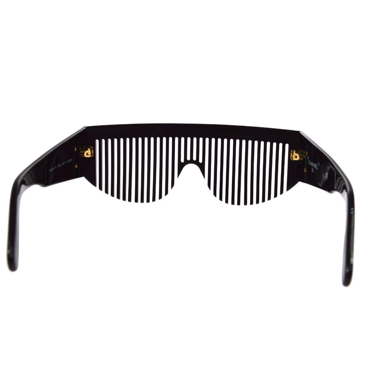Chanel Black Vintage Runway Comb Iconic Sunglasses. Free shipping