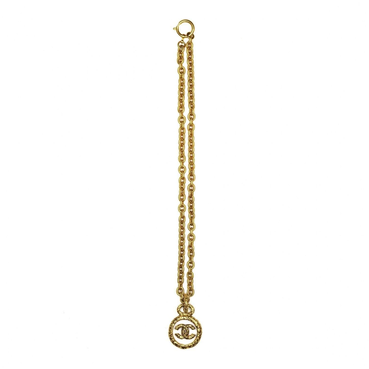 Vintage Chanel Detailed Glass / Gold Logo Pendent Chain RSTKD Vintage