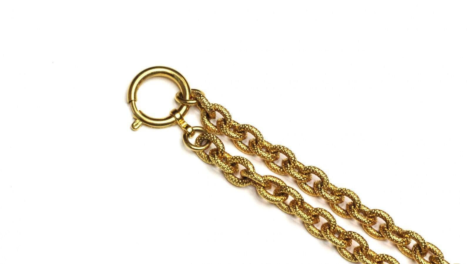 Vintage Chanel Detailed Glass / Gold Logo Pendent Chain RSTKD Vintage