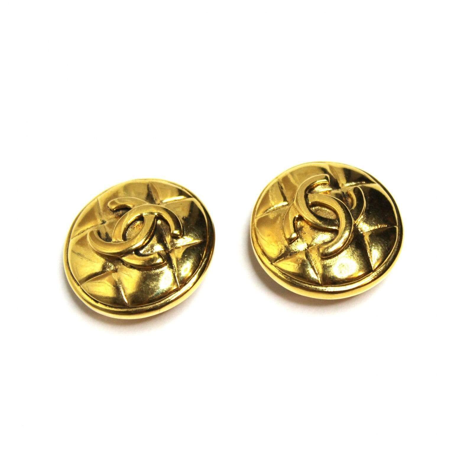 Vintage Gold Quilted Chanel Clip on Earrings RSTKD Vintage