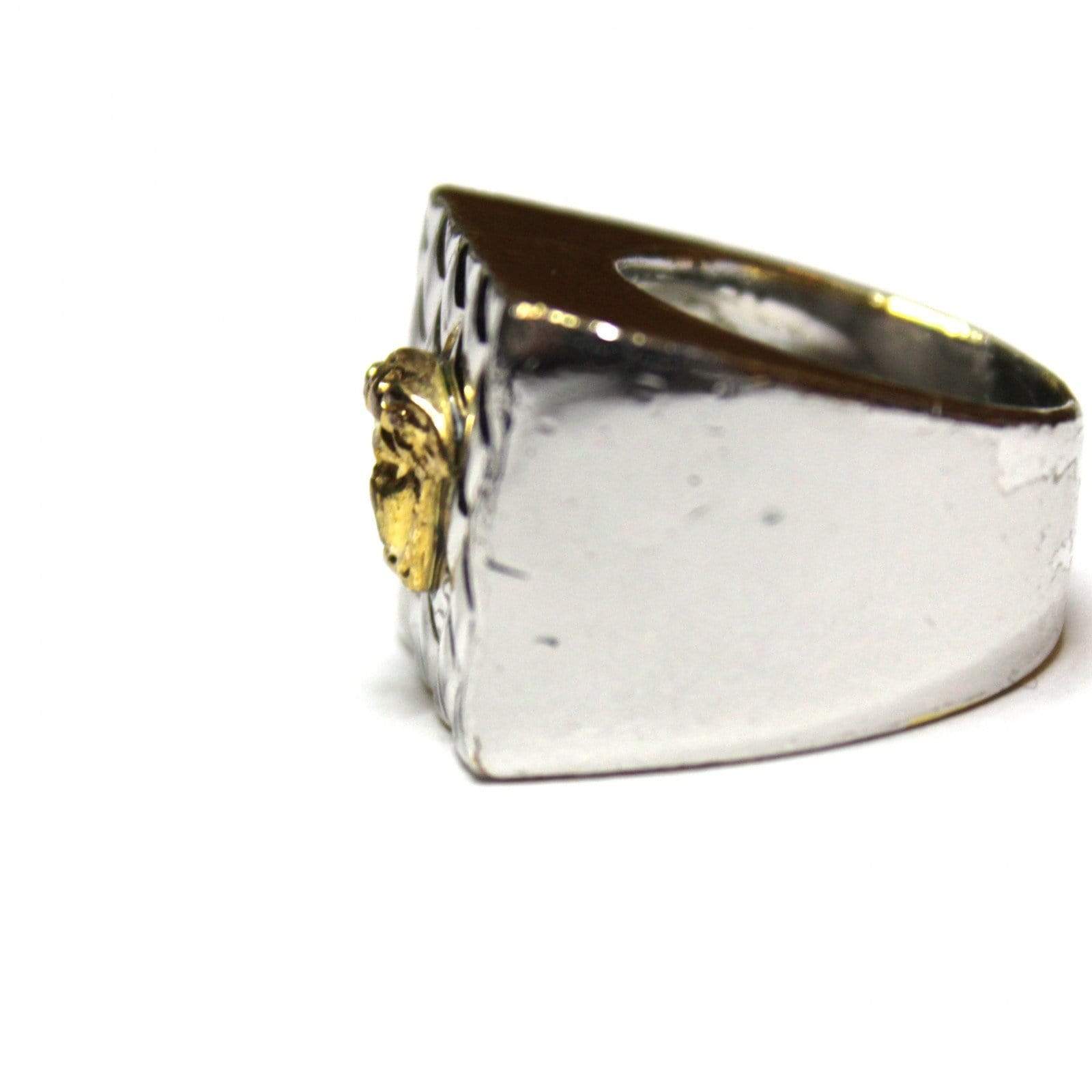Vintage Silver/ Gold Quilted Gianni Versace Medusa Head Pinky Ring RSTKD Vintage