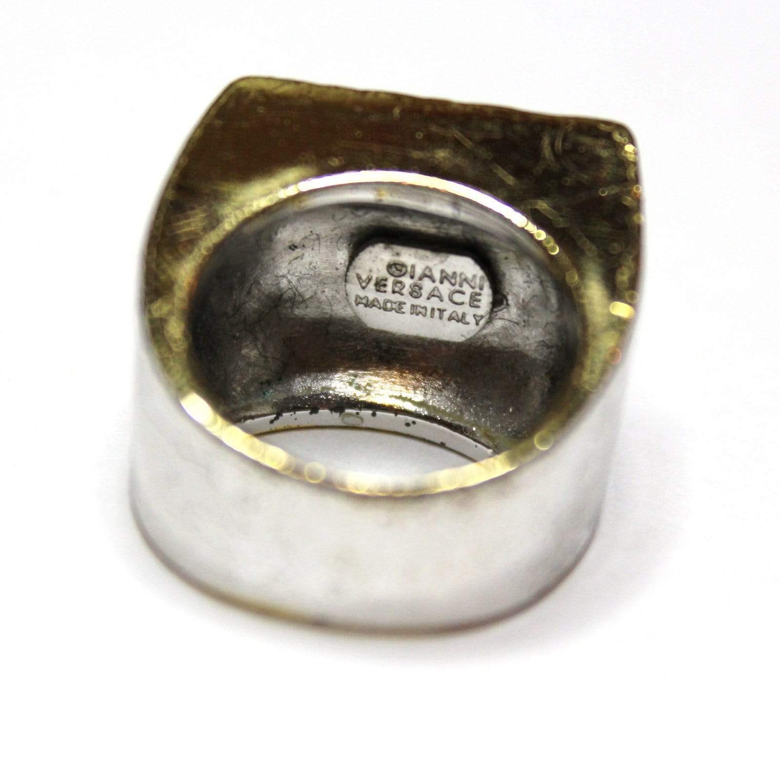 Vintage Silver/ Gold Quilted Gianni Versace Medusa Head Pinky Ring RSTKD Vintage