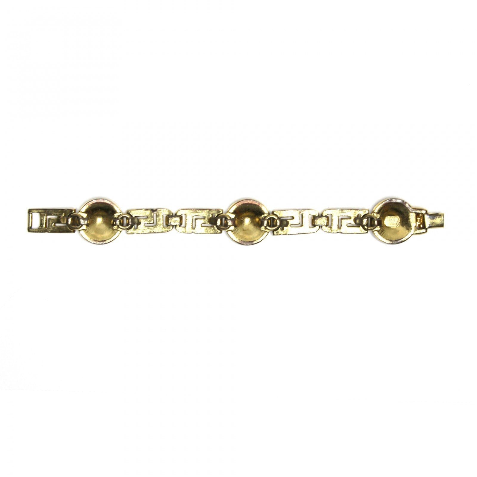 Vintage Versace Greek Key &amp; Medusa Head Bracelet with Crystal Accents RSTKD Vintage